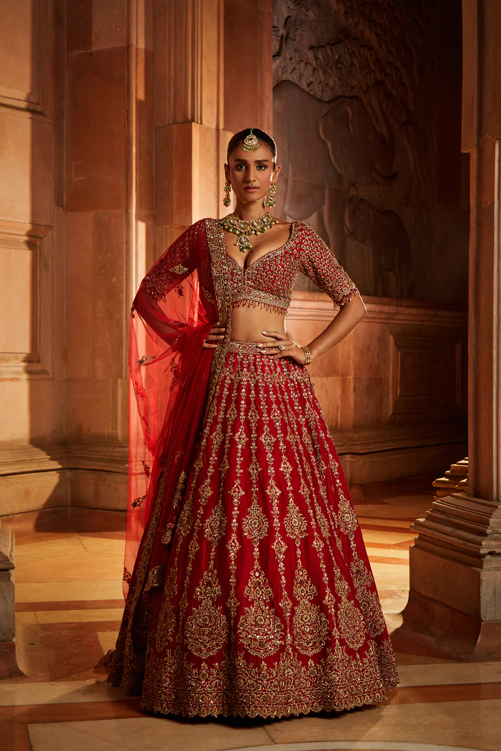 Deep-Red-Bridal-Lehenga-Choli-Set-Image-01